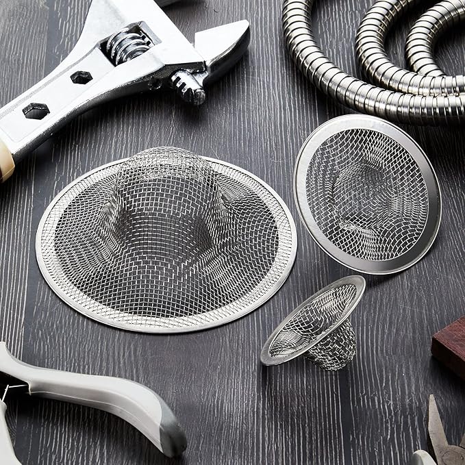12 Pieces Stainless Steel Sink Strainer Drain Strainer with 4.5/2.75/2.25 Inch for Sink Drainage Kitchen Bathroom Bathtub Drain Screen