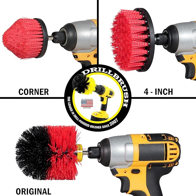 Outdoors Cleaning and Scrubbing Brush - Wood Cleaning Brush - Concrete Cleaner Tool - Deck Brush - Rust Stain Remover - Brick Cleaner Brush Set - Stiff Bristle Outdoor Cleaning Brush - Patio Cleaner