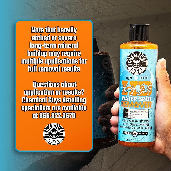 Chemical Guys Heavy Duty Water Spot Remover Gel for Paint, Glass, and Metal - Mineral and Water Spot Remover for Cars, Trucks, Motorcycles, RVs & More - 16 oz (2 pack)