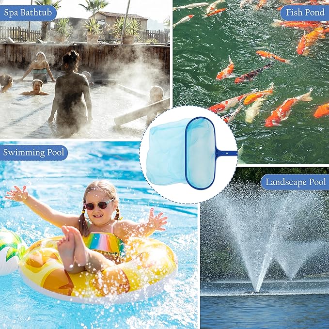 Sunnyglade Swimming Pool Cleaner Supplies/Professional Heavy Duty Pool Leaf Rake Fine Mesh Frame Net/Cleaning Leaf Skim Net (16.8x10.5in)