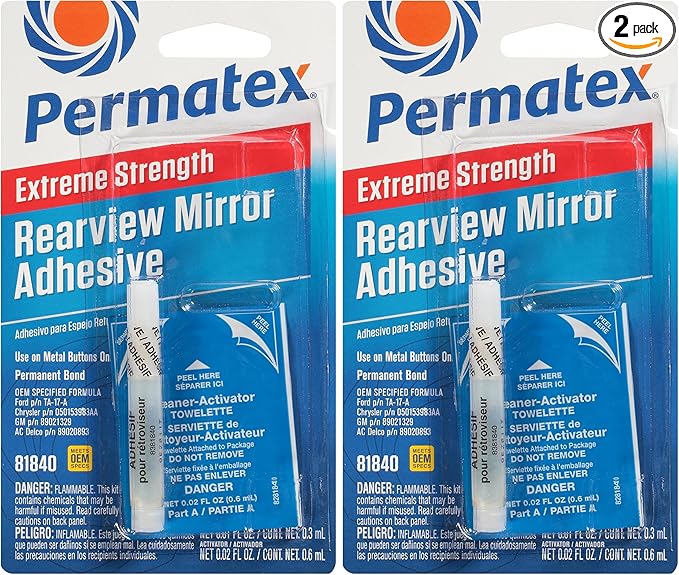 Permatex 81840 Extreme Rearview Mirror Profressional Strength Adhesive Kit, White (Pack of 2)