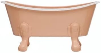 Rustic Enamel 1 Piece 5.5" Metal Clawfoot Mini Bathtub Soap Dish Mini Bath Tub Decoration Clawfoot Tub Soap Caddy Collection (Peach)