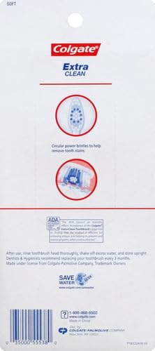 Colgate Extra Clean Toothbrush,Soft Toothbrush for Adults,6 Count (Pack of 12)