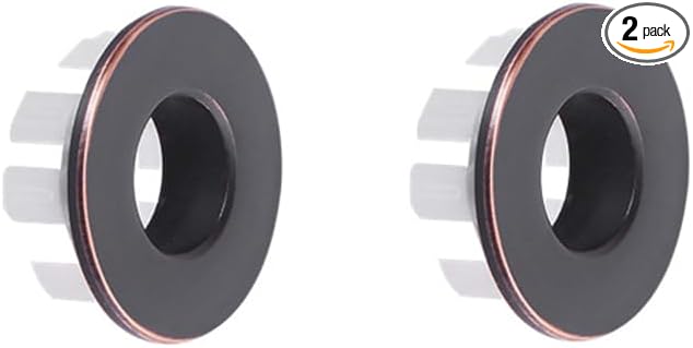 2 Pack Sink Overflow Ring Oil Rubbed Bronze Bathroom Vanity Sink Overflow Cover Insert in Round Trim Cap Brass Material