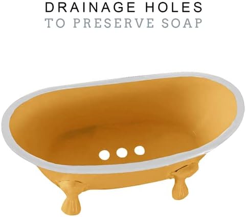 Rustic Enamel 1 Piece 5.5" Metal Clawfoot Mini Bathtub Soap Dish Mini Bath Tub Decoration Clawfoot Tub Soap Caddy Collection (Mustard)