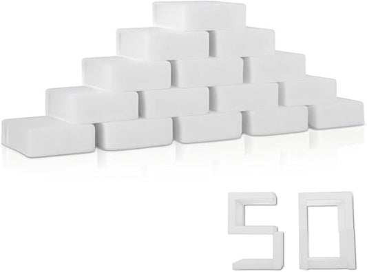 Magic Melamine Sponge Eraser, GRS Certified 50 Pack Magic Cleaning Erasers in Bulk No Scratch & Super Absorbent, Multi-Functional Melamine Foam Sponges for Bathroom Window Shoes Kitchen