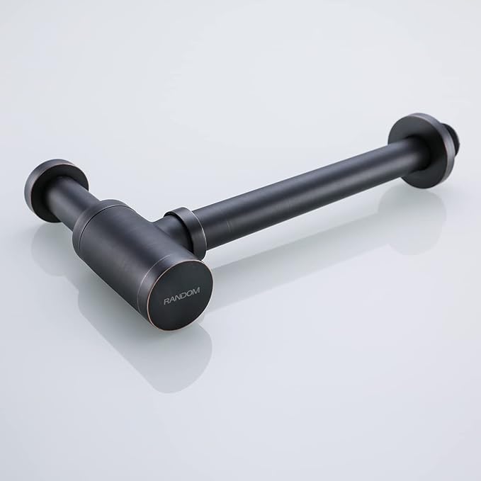 RANDOM Brass Contemporary Round Bottle P Trap 1 1/4,Basin Sink Waste Drain P Trap Kit (Oil Rubbed Bronze)
