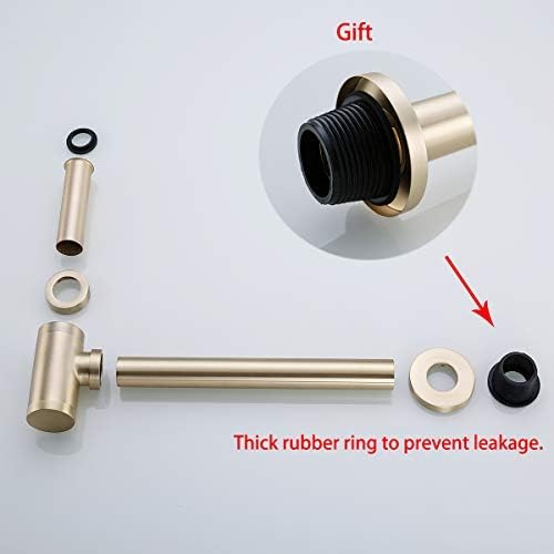 RANDOM Brass Contemporary Round Bottle P Trap 1 1/4,Basin Sink Waste Drain P Trap Kit (Brushed Gold)