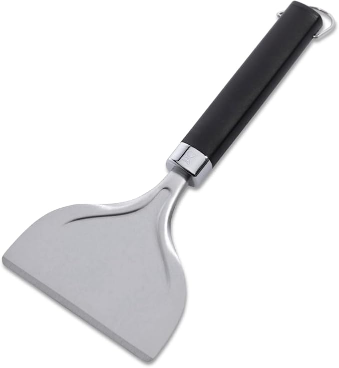 Weber Stainless Steel Griddle Scraper – Non‑Slip Easy‑Grip Handle with Hang Loop for Efficient Grease & Grime Removal, Dishwasher Safe