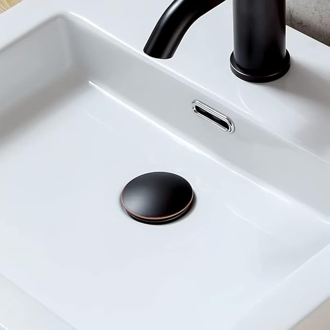 Bathroom Sink Drain with Overflow - Big Cap for Standard 1 3/4" Drain Opening - Pop Up Drain,Oil Rubbed Bronze