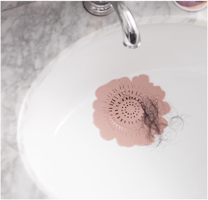 4 PCS Flower Shape Hair Catcher Silicone Hair Stopper Shower Drain Covers with Suction Cup Mesh for Bathroom Bath Tub Bathtub Kitchen Sink Laundry Kitchen Drains