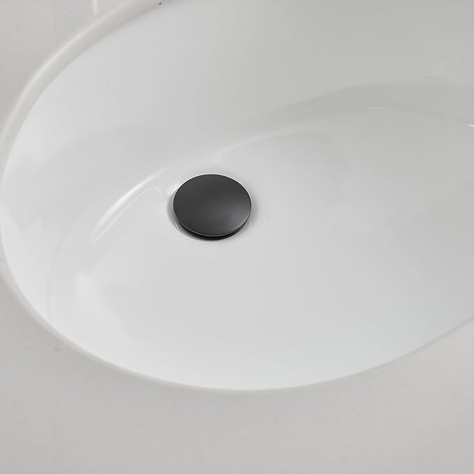 Bathroom Sink Drain with Overflow Vessel Vanity Pop Up Drain Assembly Stopper Lavatory Commercial Bath Brass Fits Bathroom Standard Sink Hole 1-1/2" to 1-3/4" Matte Black, P01B