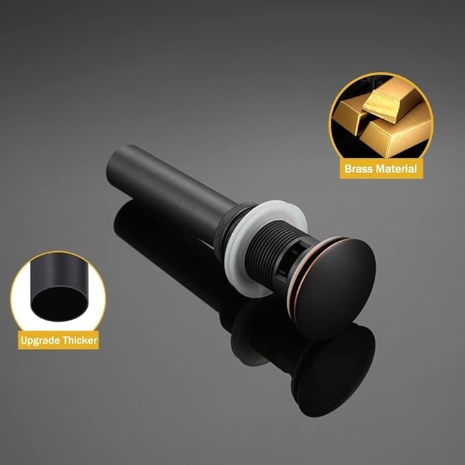 Bathroom Sink Drain with Overflow - Big Cap for Standard 1 3/4" Drain Opening - Pop Up Drain,Oil Rubbed Bronze