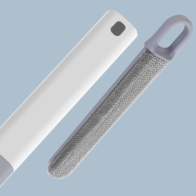 Three in One Non-Disassembly Screen Brush, Glass Scraper, Double-Sided Dry and Wet Cleaning Tool, Gap Brush, Multi-Functional (Grey White)