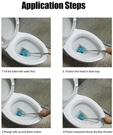 HOMEGOAL Toilet Plunger, Siphon Type Toilet Clog Remover, Flexible Rubber Head Stainless Steel Handle, Toilet Dredge Tool, Squeegee (Blue)