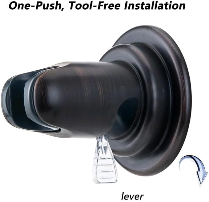 BOPai Suction Cup Shower Head Holder for Handheld Shower – No Drill, for Smooth Surfaces Only, Adjustable 20°, Oil Rubbed Bronze