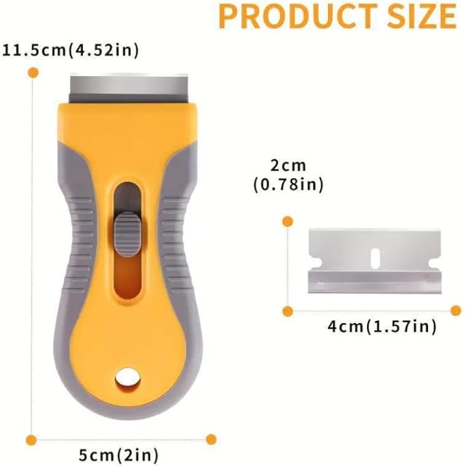 2pcs Retractable Razor Scraper with 20 Extra Blades, Safety Lock Window Scraper for Removing Labels, Paint, Stickers from Glass, Stovetop & Surfaces