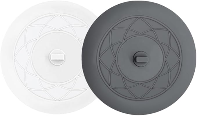 Tub Stopper 2PCS,Bathtub Drain Stopper,6 inches Bathtub Tub Drain Cover Stopper,Silicone Drain Plug,Kitchen Bathroom Hair Water Shower Stopper,Large Bathroom Laundry Accessories (Grey/White)