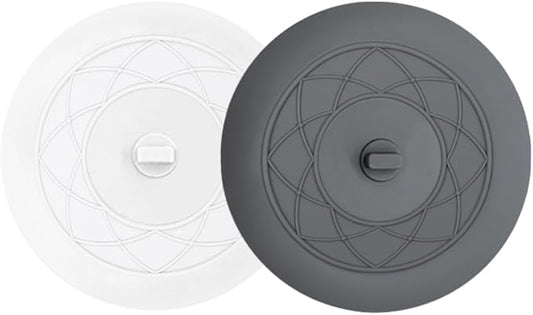 Tub Stopper 2PCS,Bathtub Drain Stopper,6 inches Bathtub Tub Drain Cover Stopper,Silicone Drain Plug,Kitchen Bathroom Hair Water Shower Stopper,Large Bathroom Laundry Accessories (Grey/White)