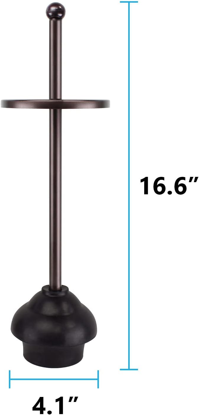 Blue Donuts Toilet Plunger with Holder for Bathroom, Multi Drain Suitable Also for Bathtubs, Quick Dry, Bronze
