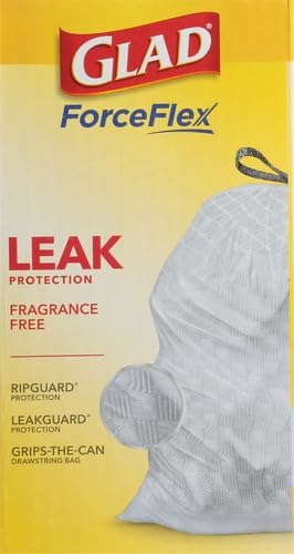 Glad ForceFlex Tall Kitchen Drawstring Trash Bags,13 Gal,Fragrance Free,110 Ct (Package May Vary),(Pack of 3)