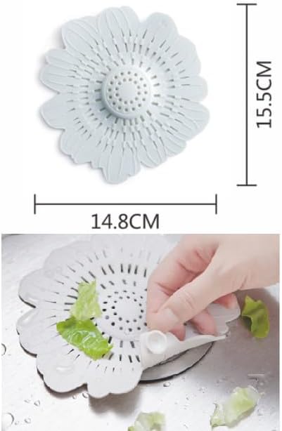 4 PCS Flower Shape Hair Catcher Silicone Hair Stopper Shower Drain Covers with Suction Cup Mesh for Bathroom Bath Tub Bathtub Kitchen Sink Laundry Kitchen Drains