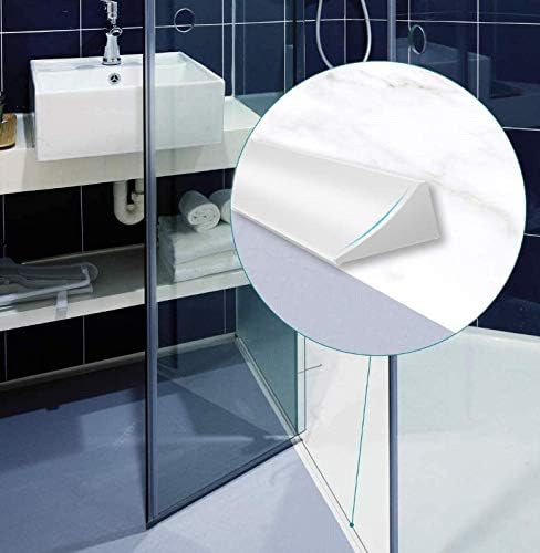 78inch Shower Threshold Water Dam Barrier Shower Door Bottom Seal Strip, Silicone Rubber Kitchen Sink Splash Guard, Corner Water Retaining Strip for Countertop, Bathroom (Transparent)