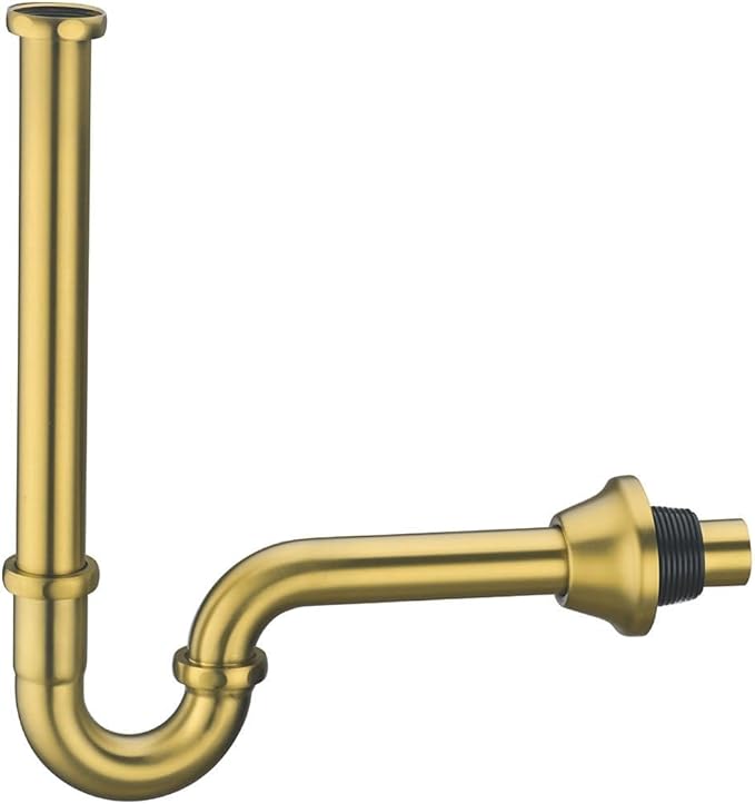 Brass P Trap U-Shape 1 1/4 inch Sink Drain Pipe with Slip Joint Extension Tub,12 inch Vertical Pipe length Adjustable Height Sink Waste Trap Drain Kit Champagne Bronze,SE83555CB-L ﻿