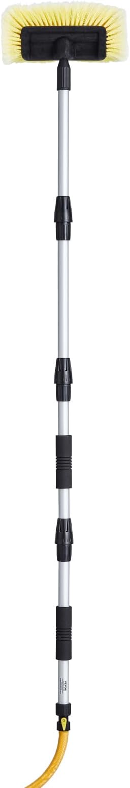 VEVOR Car Wash Brush, 66.7-Inch Extendable Car Washing Brush with Long Handle, 12" Scratch-Free Soft PVC Bristle Head, Flow-Thru Car Cleaning Mop Kit with Water Hose Attachment for Car RV Boat