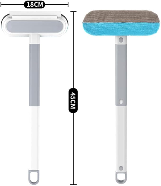 Three in One Non-Disassembly Screen Brush, Glass Scraper, Double-Sided Dry and Wet Cleaning Tool, Gap Brush, Multi-Functional (Grey White)