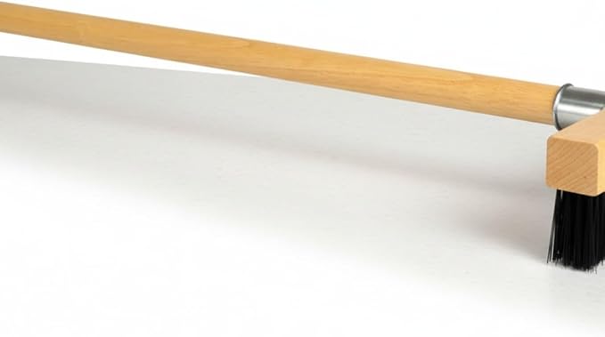 TrueCraftware- 10" Pizza Oven Brush with Scraper Black Metal Wire Brush with 37" Long Wooden Handle-Pizza Oven Cleaning Brush for Pizza Stone Grill Brush Outdoor BBQ Cleaning Oven Accessories