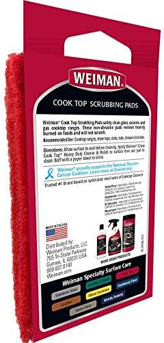 Weiman Cook Top Scrubbing Pads – Gently Clean and Remove Burned-on Food from All Smooth Top and Glass Cooktop Ranges, 3 reusable pads (Pack of 2)