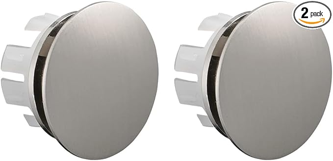 Sink Overflow Ring 2 Pack Brushed Nickel Bathroom Vanity Sink Overflow Cover Insert in Round Trim Cap Brass Material