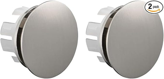 Sink Overflow Ring 2 Pack Brushed Nickel Bathroom Vanity Sink Overflow Cover Insert in Round Trim Cap Brass Material