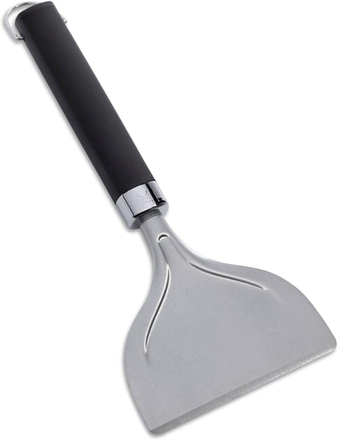 Weber Stainless Steel Griddle Scraper – Non‑Slip Easy‑Grip Handle with Hang Loop for Efficient Grease & Grime Removal, Dishwasher Safe