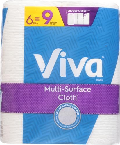 Viva Multi-Surface Cloth Paper Towels, Choose-A-Sheet - 6 Big Rolls = 9 Regular Rolls (83 Sheets Per Roll)