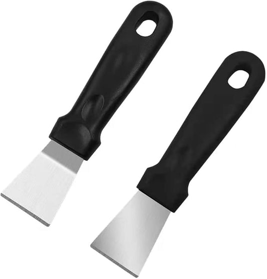 2Pack Blackstone Griddle Scraper Tool QIANBEIY Metal Small Grill Scraper for Outdoor BBQ Stiff Grill Pan Cleaning Scraper Spatula, No need to change Flexible Blades