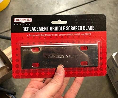 Replacement Blade for Chef Master Griddle Scraper - 5 1/2" Wide x 1.2mm Thick Stainless Steel Reversible Blade - Fits to Most Scrapers - Double Beveled Edge for Chrome Griddles - by FryOilSaver Co.