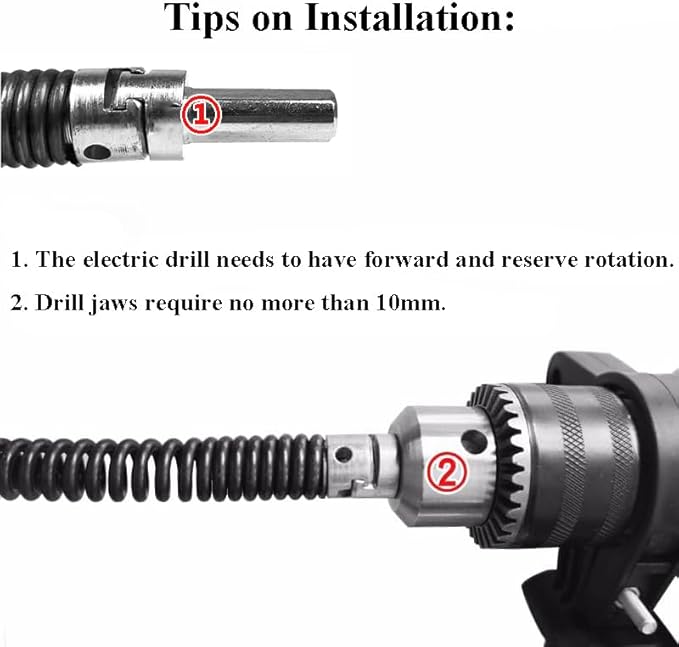 YankMooM Drain Snake for Drill 6.5Ft Drain Clog Remover with Drill Connector Flexible Drill Drain Snake Cable for Kitchen, Bathroom Sink and Toilet