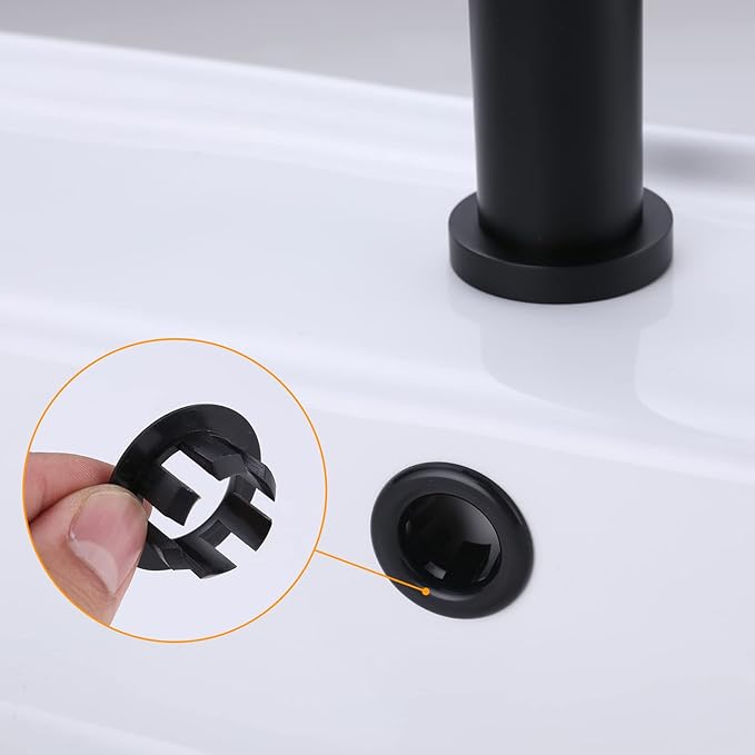 6 Pack Sink Overflow Ring Black, ARCORA Bathroom Kitchen Sink Basin Trim Overflow Cover Hole Insert Cap