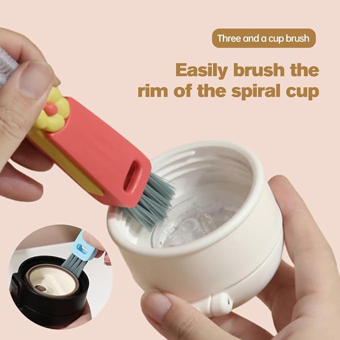 3 in 1 Cup Lid Cleaning Brush, Multifunctional Crevice Portable Cup Lid Cleaning Brush for Bottle Gap Tight Spaces Cup, Crevice Clean Brush for All Type Bottle (3PCS)