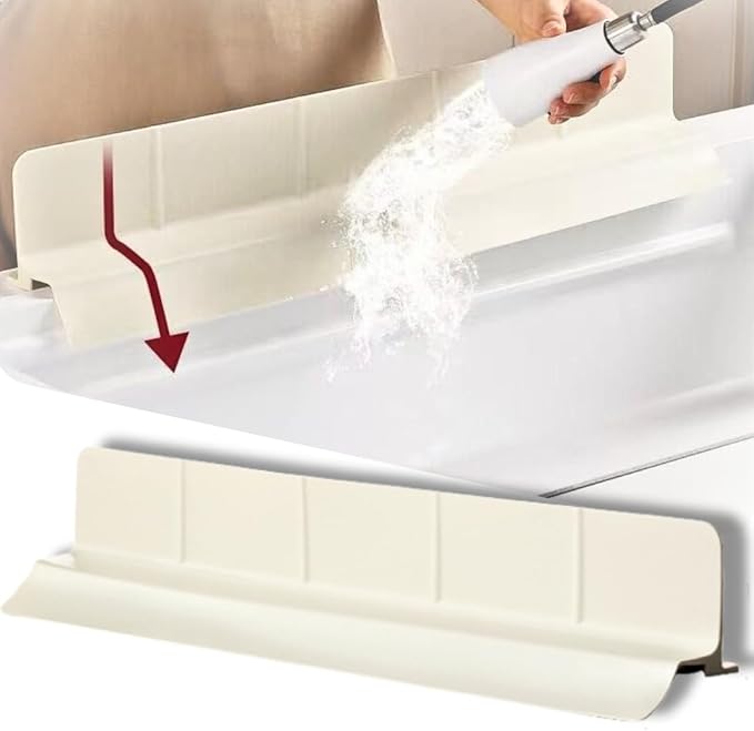 MessOut Extra Large Silicone Kitchen Sink Splash Guard 58x9x10cm– Non-Slip with Strong Suction, Non Crumble, non-harmful, Durable & Easy-to-Clean Protector for a Mess-Free Sink and Dishwashing (White)