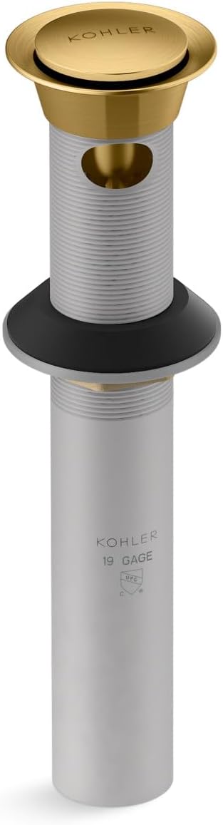 Kohler K-25322-2MB Bathroom sink clicker drain with overflow, Vibrant Brushed Moderne Brass