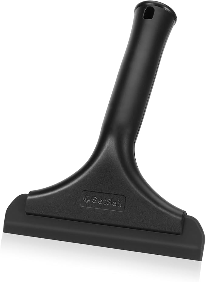 SetSail Shower Squeegee for Glass Doors Small Squeegee for Shower Glass Door Mini Silicone Windshield Squeegee for Car Window, All Black