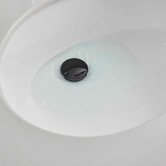 Bathroom Sink Drain with Overflow Vessel Vanity Pop Up Drain Assembly Stopper Lavatory Commercial Bath Brass Fits Bathroom Standard Sink Hole 1-1/2" to 1-3/4" Matte Black, P01B