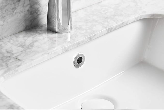 BWE Brushed Nickel Sink Basin Trim Overflow Cover Brass Insert in Hole Round Caps