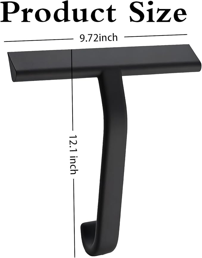 Shower Squeegee for Glass Doors - Squeegee for Shower Glass - All-One-Piece Silicone Cleaner with Built-in Hook for Bathroom, Glass, Mirror, Tile, Car & Kitchen (Black)