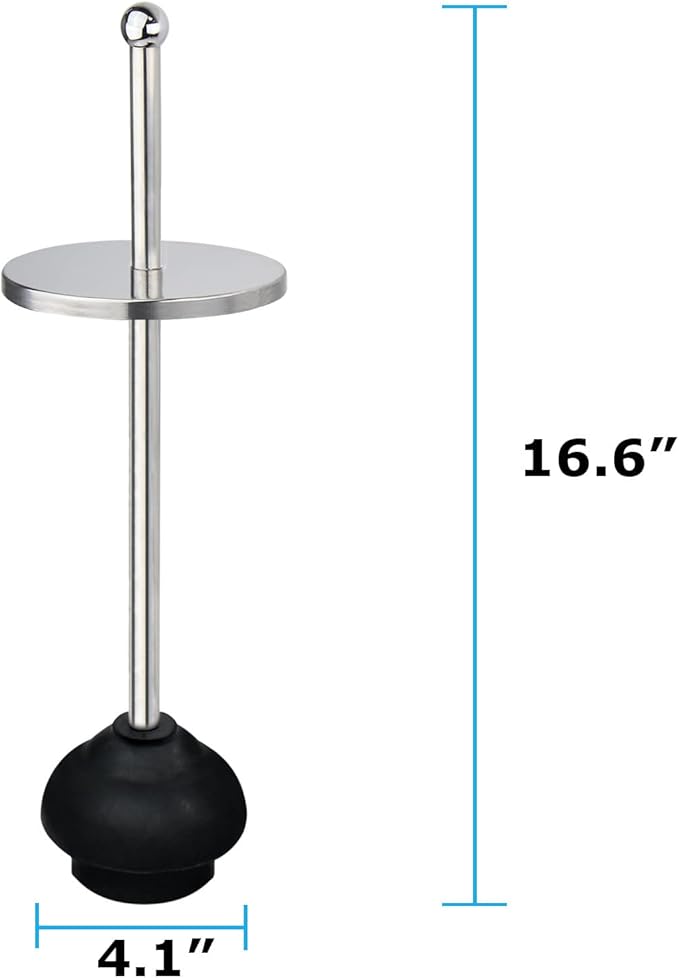 Blue Donuts Toilet Plunger with Holder for Bathroom, Multi Drain Suitable Also for Bathtubs, Quick Dry (Chrome)