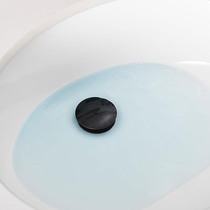 Bathroom Sink Drain with Overflow Vessel Vanity Pop Up Drain Assembly Stopper Lavatory Commercial Bath Brass Fits Bathroom Standard Sink Hole 1-1/2" to 1-3/4" Oil Rubbed Bronze, P03ORB