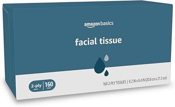 Amazon Basics Facial Tissue, 2-Ply | 1920 Count | 12 Packs of 160